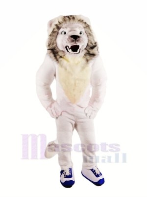 Féroce blanc Lion Mascotte Les costumes Adulte