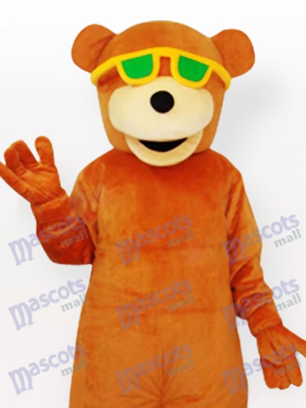 Glasses Wearing Bear Adult Mascot Costume
