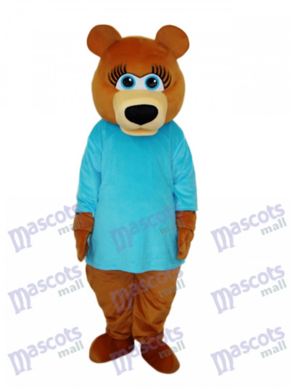 Ms.Bear en bleu T-shirt Mascotte Costume adulte Animal