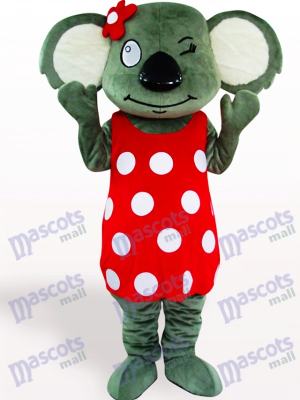 Costume de mascotte adulte Koala jupe rouge