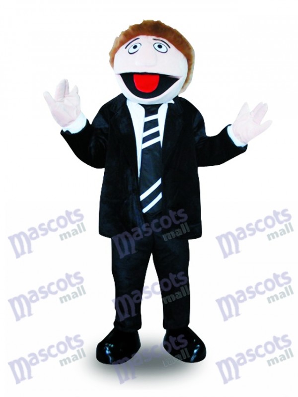 Costume de mascotte de costume noir homme Cartoon