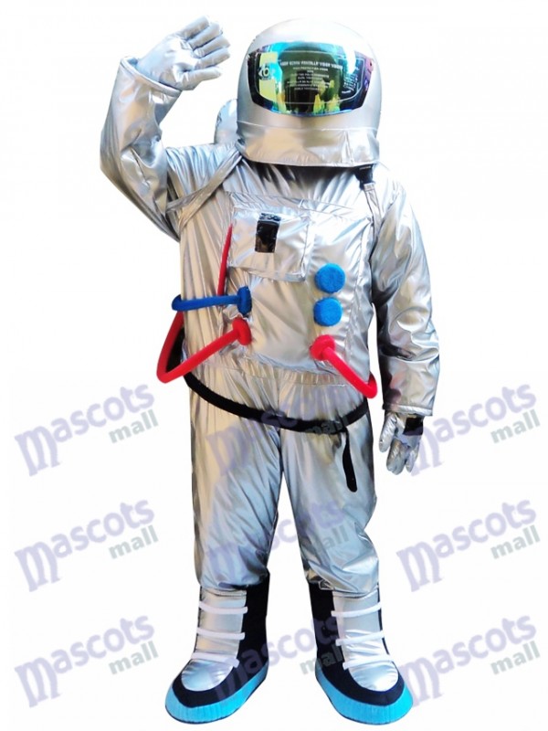 Costume spatial astronaute argent avec costume de mascotte sac à dos