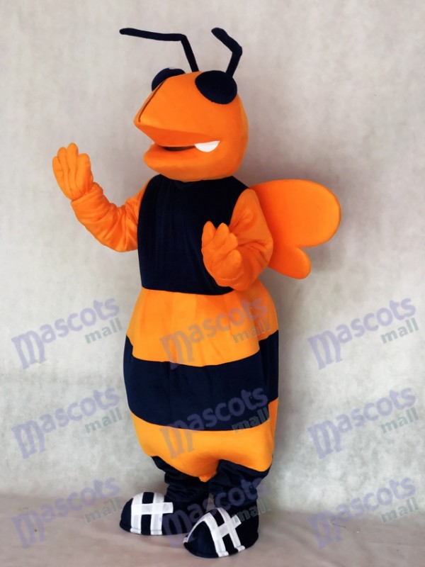 Costume de mascotte d'abeille à frelon adulte orange et bleu marine