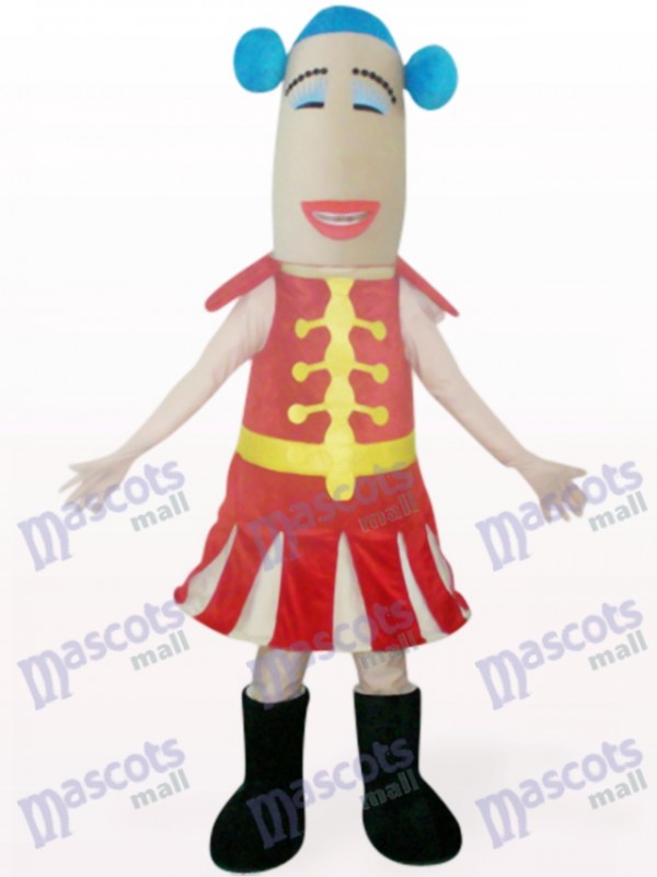Costume de mascotte de dessin animé femme rouge