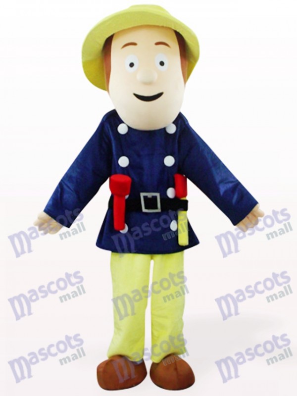 Costume de pompier en costume bleu Sam mascotte de pompier