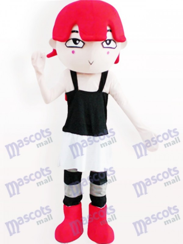 Costume de mascotte adulte de dessin animé aux cheveux rouge
