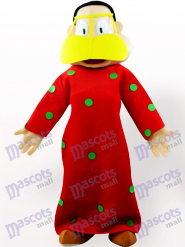 Grosse femme en costume rouge de mascotte adulte de vêtements de dessin animé