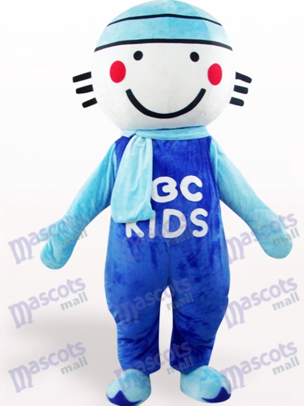 Costume de mascotte adulte de poupée ronde tête bleue